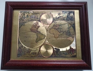 Humidor Holzkasten Befeuchter Zigarrenbox Weltkarte Nova Orbis Tabula in Lucem - Bild 1 von 12