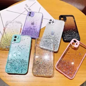 Cover For iPhone 11 12 13 14 Pro Max XR X Shockproof Bling Glitter Silicone Case - Picture 1 of 23