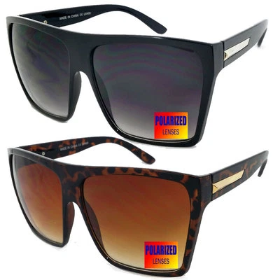 Hombres Mujeres Top Plano Gran Tamaño Retro Cuadrado POLARIZADO Gafas de sol Funky Lente Grande Foto 1 de 4