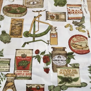 Vintage F. Schumacher Top Shelf Polished Cotton Salmon, Mushrooms Kitchen Fabric - Picture 1 of 6