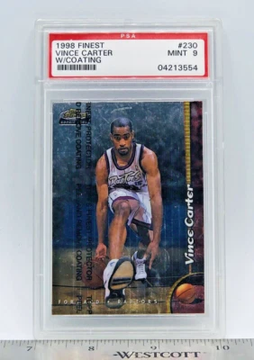 1998-99 Topps Finest VINCE CARTER Rookie RC REFRACTOR #230 W/COATING HOF - PSA 9 - Image 1 of 4