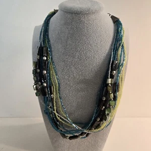 Coldwater Creek 19-21 Inch Green Bead Layered Adjustable Necklace - Picture 1 of 7