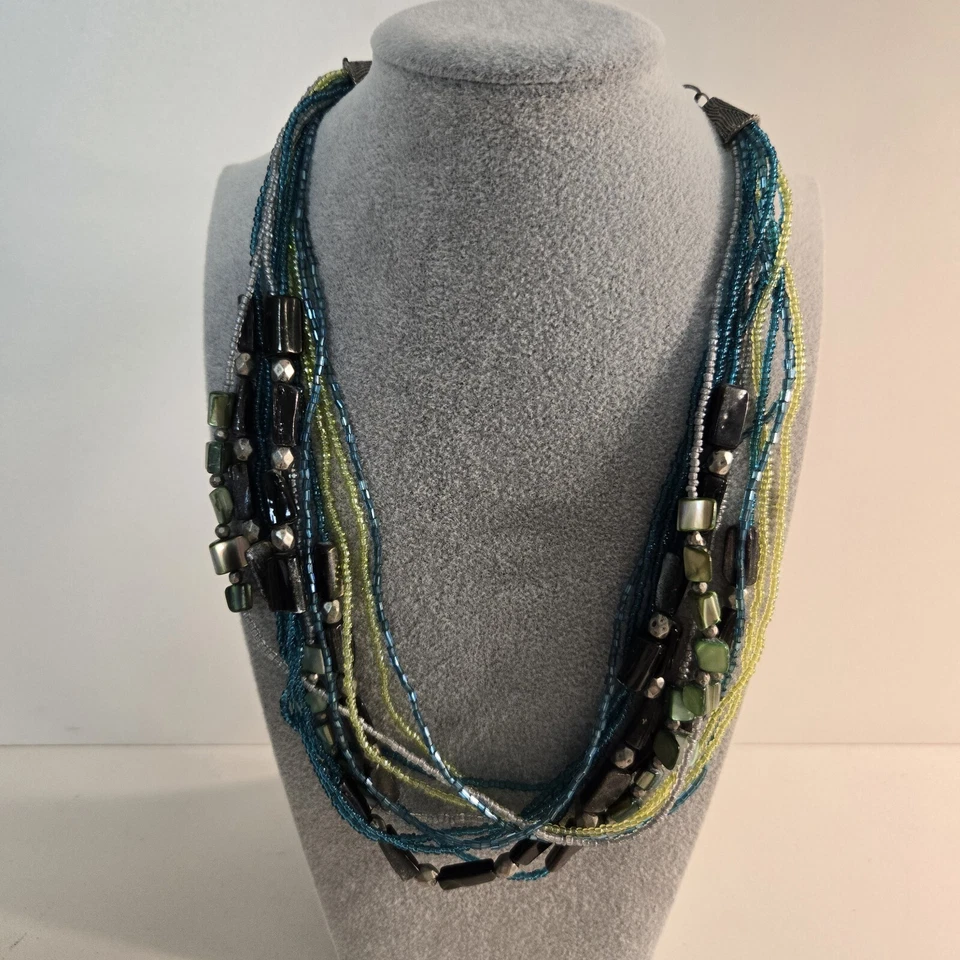 Collar ajustable Coldwater Creek 19-21 pulgadas cuentas verdes en capas Foto 1 de 1