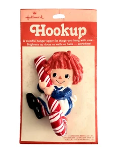 Raggedy Ann Candy Cane Hookup Hallmark Stocking Hook Christmas 4" Plastic NOS - Picture 1 of 3
