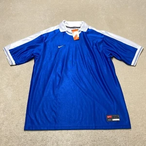 Vintage Nike Team Blank Polo Shirt 2XL Men's Blue Short-Sleeve Deadstock BNWT - Picture 1 of 10