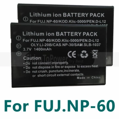 2XBattery for Fuji NP-60 Traveler (Aldi) DV-5000 DV-5070 DC-5300 DC-5390 DC-6300 - Image 1 of 4