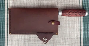 Excluded knives'! Cleavers Chinese Genuine Leather bamboo sheath L18.cm.W9.2cm. - Picture 1 of 15