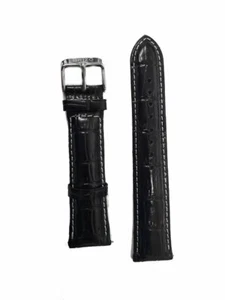 Brizo 20mm Stainless Steel Buckle Black Crocodile Style Genuine Leather Strap - Picture 1 of 2