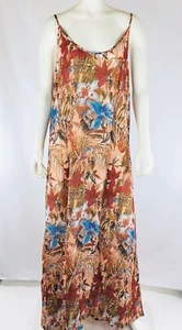 Women's Dress Size L Maxi Spaghetti Adjustable Straps Floral Prints Casual - Picture 1 of 7