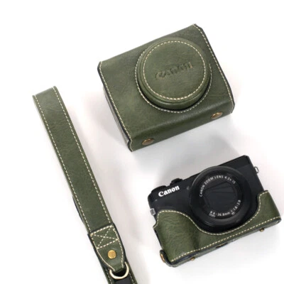 PU Leather Camera Bag Case Protect Cover Shoulder Belt Strap For Canon G7X3 G7X2 - Image 1 of 4