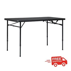 Mainstays 4 Foot Fold-in-Half Adjustable Folding Table, Rich Black - Picture 1 of 14