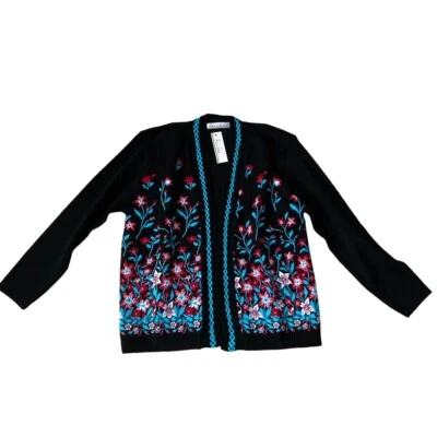 NWT Vintage Pure and Natural Floral Coogie Cardigan Jumper Size 12 Long Sleeve - Image 1 of 4