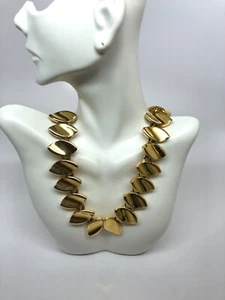 Vintage Anne Klein AK Chunky Choker Halskette Löwe glänzend goldfarben Hängeetikett umschaltbar - Bild 1 von 5