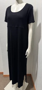 RALPH LAUREN KNIT T SHIRT DRESS SZ LARGE MAXI BLACK WOMEN'S - Picture 1 of 10