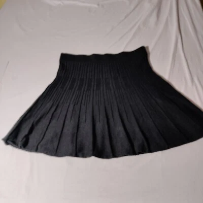 CAbi Skirt Vogue Black Cotton Ribbed Pleated Knit Sweater Flare Mini Academia M - Image 1 of 4
