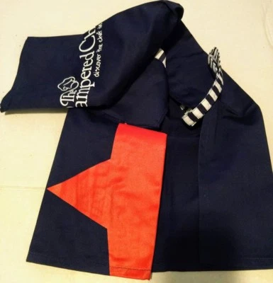 Pampered Chef Consultant Exclusive Apron Blue Navy Red Star Old Logo Retired New - Image 1 of 3