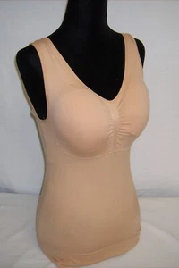 Womens 3 Removable Bra Shapeware Slimming Body Tummy Waist Camisole Top Nude/Lrg - Picture 1 of 10