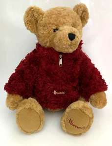 Peluche Harrods Bear beige de felpa con suéter rojo esponjoso - Imagen 1 de 9