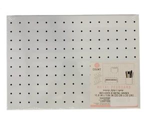 (4) Metal pegboard horizonal white 13.8 x 9.84 in accessorize stylize organize - Picture 1 of 4
