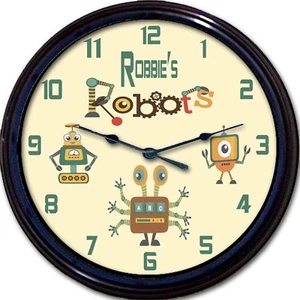 Robot Robots Gears Personalized Wall Clock Android Child Nursery Custom New 10"  - Picture 1 of 2