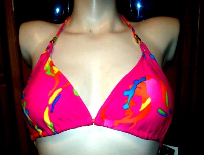 NOVO MAIÔ RALPH LAUREN biquíni fio dental tamanho pequeno top fuscia rosa - Imagem 1 de 2