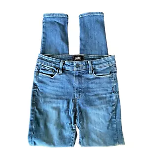 Pantalones de mezclilla Paige para mujer 27 azules ajustados elásticos tiro medio junior Hoxton (talla 27 W28 L29) - Imagen 1 de 11