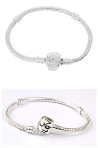 European Bracelets Snake Chain "Love" Snap Clasp Silver color For Women 18-21cm - Picture 1 of 8