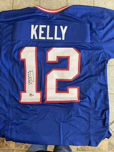JIM KELLY AUTOGRAPHED CUSTOM BUFFALO BILLS BLUE JERSEY COA BECKETT - Picture 1 of 5