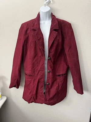 Vintage Denim and Company genuine Leather Skirt and Blazer Set Size L Maroon - Image 1 of 4