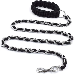 Chew Proof Chain Dog Leash 5.5Ft Heavy Duty Dog Leashes Metal Pet Chain Lead wit - Picture 1 of 7