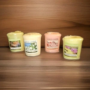4 VOTIVE YANKEE CANDLE CANDLES SUMMER PINEAPPLE CILANTRO TIARE GARDEN HIDEAWAY - Picture 1 of 5