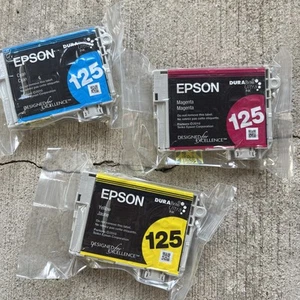 Epson 125 Dura Brite Ultra Ink-Pack of 3 Expired Sealed Never Opened - Picture 1 of 2