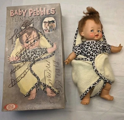 1963 Ideal Toys Baby Pebbles 14" Flintstone Doll #0710-4 with Box Hanna Barbera  - Image 1 of 4