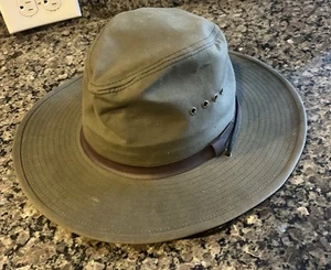 Filson Tin Cloth Bush Hat Leather Band M - Picture 1 of 4