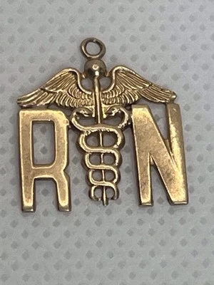 Jewelry Registered Nurses Charm 14K Yellow Gold Caduceus RN Medical Professional - Image 1 of 4