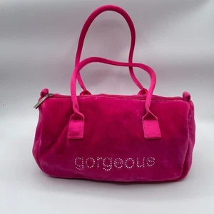 Bath & Body Works Pink Rhinestone "Gorgeous" Velvet Shoulder Bag Bling Y2K Purse - Picture 1 of 8
