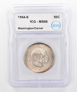 1954-S Washington Carver Commemorative Half Dollar MS66 ICG Beautiful Tone *0266 - Picture 1 of 3