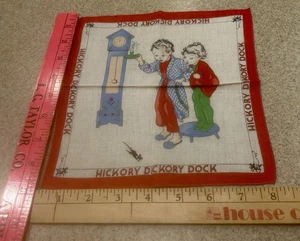 Vintage 1950’s Children Hankie Handkerchief Child Hickory Dickory Dock Boy Girl - Picture 1 of 9