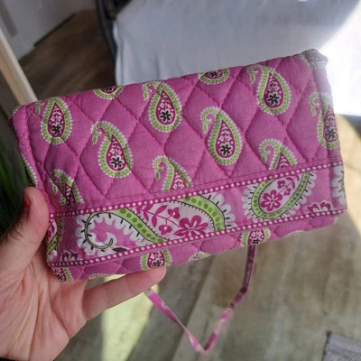 Vera Bradley Crossbody Clutch Wallet Bag Tote Purse Bermuda Pink Paisley Retired - Image 1 of 4