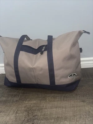 Samsonite Canvas Yacht Travel Tote Bag Weekender Foldable Beige Navy Large 24" - Image 1 of 4