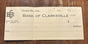 Bank of Clarksville Clarksville, Arkansas Cheque en blanco - Imagen 1 de 2