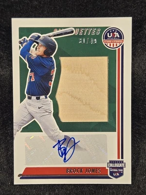 2022 Panini USA Baseball Stars & Stripes Brock Jones Auto Relic #SIL-BJ 31/49. - Image 1 of 2