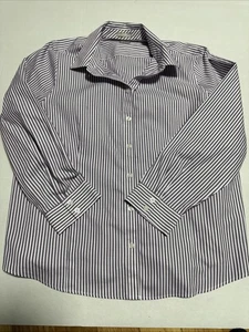 Chico's Shirt Damen lila gestreift bügelfrei geknöpft Gr. 3.  Xl Langarm Bluse - Bild 1 von 4