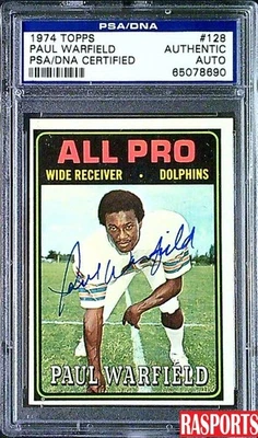 1974 TOPPS PAUL WARFIELD AUTOGRAPH #128 PSA AUTHENTIC AUTO - Image 1 of 2