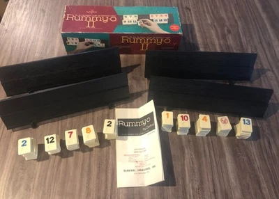 Vintage 1977 RUMMY-O II Tile Card Game COMPLETE Cardinal Games 2 Tier Racks - Image 1 of 4
