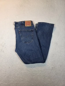 Levi's 505 Regular Fit Dark Wash Blue Jeans Mens Size 38 x 32 Straight Leg - Picture 1 of 22