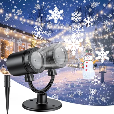 2025  Christmas Projector Lights Outdoor, Double Head Snowfall LED Lights Waterp - Image 1 of 4