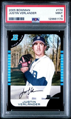 Bowman 2005 primer año Justin Verlander #174 (RC) PSA 9 Detroit Tigers Foto 1 de 3