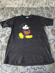 VINTAGE Mickey Mouse T-Shirt- VINTAGE Disney T-Shirt - Single Stitch Size L 80s - Picture 1 of 10