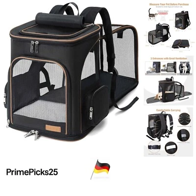 Großer, erweiterbarer Katzen- & Hunderucksack Schwarz XL für bis 10 kg - Bild 1 von 4